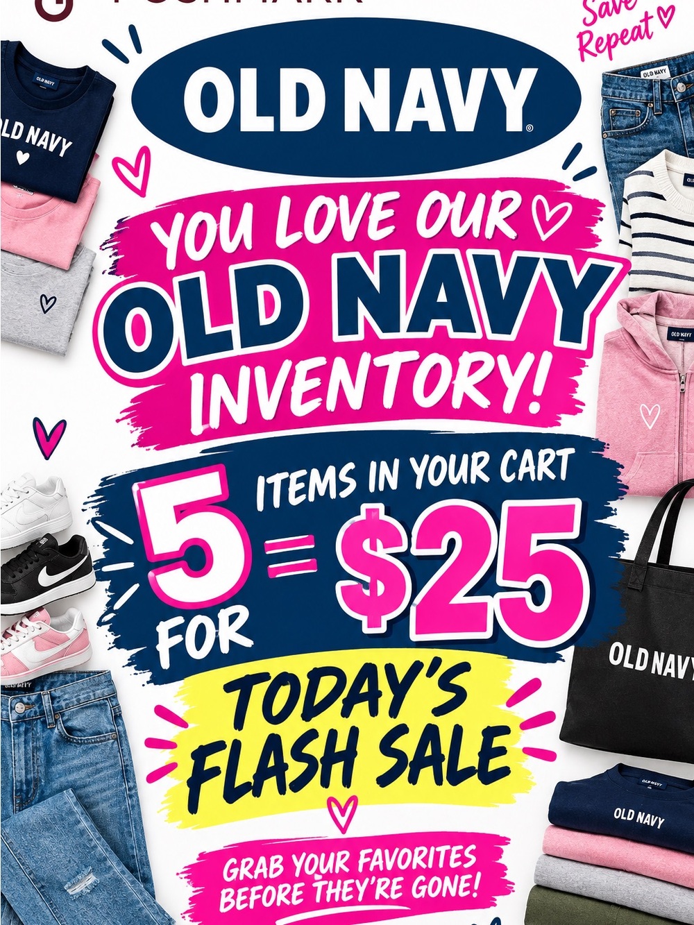 5 for $25 Old Navy Only